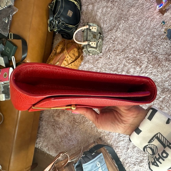 YSL Red Designer Clutch with Gold Accent - Picture 8 of 8